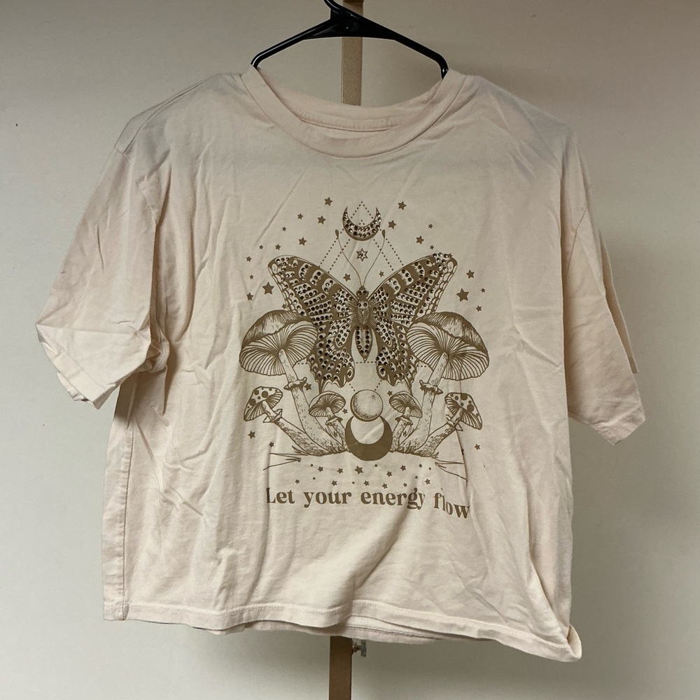 House of Cotton Butterfly and Mushroom Cotton Blend Graphic Tee